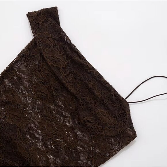 Chocolate Brown Lace-Panel Maxi Dress, brand new – Size Small - Picture 9 of 16